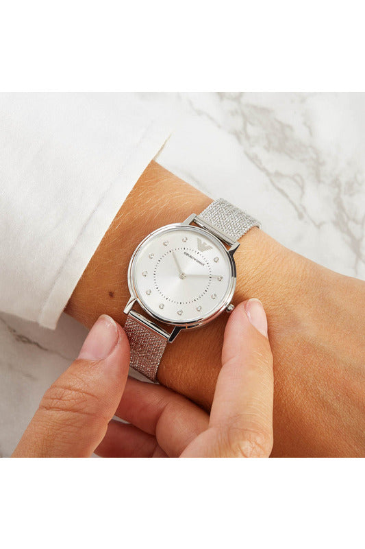 Buy Emporio Armani Women's Quartz Silver Stainless Steel Silver Dial 32mm Watch AR11128 in Pakistan