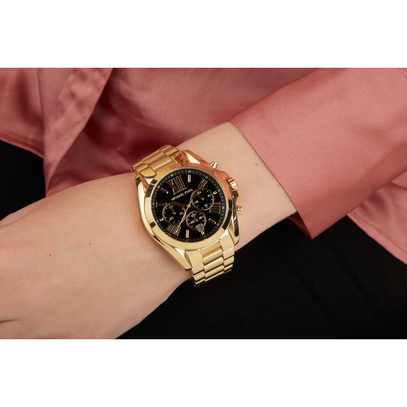 Buy Michael Kors Womens Chronograph Quartz Bradshaw Gold Stainless Steel Black Dial 43mm Watch - Mk5739 in Pakistan