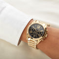 Buy Michael Kors Womens Chronograph Quartz Bradshaw Gold Stainless Steel Black Dial 43mm Watch - Mk5739 in Pakistan