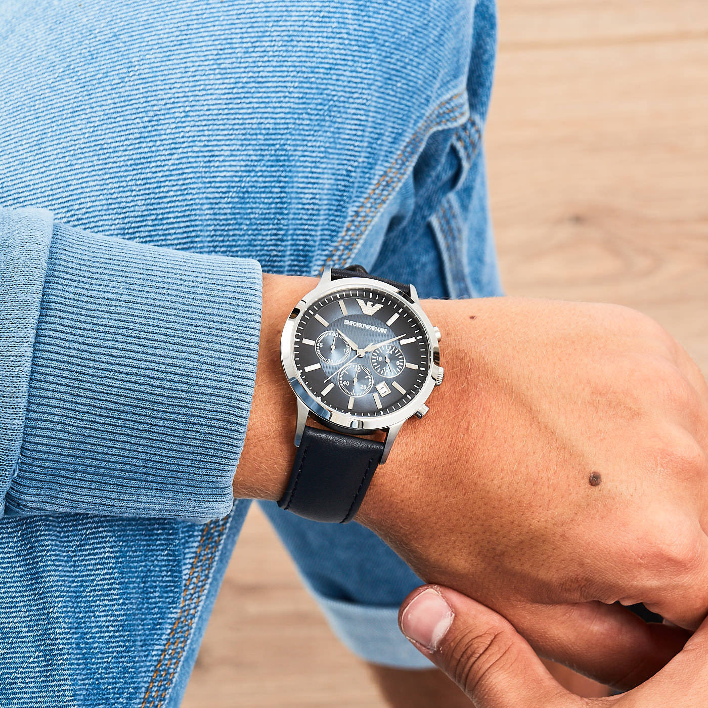 Buy Emporio Armani Men’s Quartz Leather Strap Blue Dial 43mm Watch - AR2473 in Pakistan