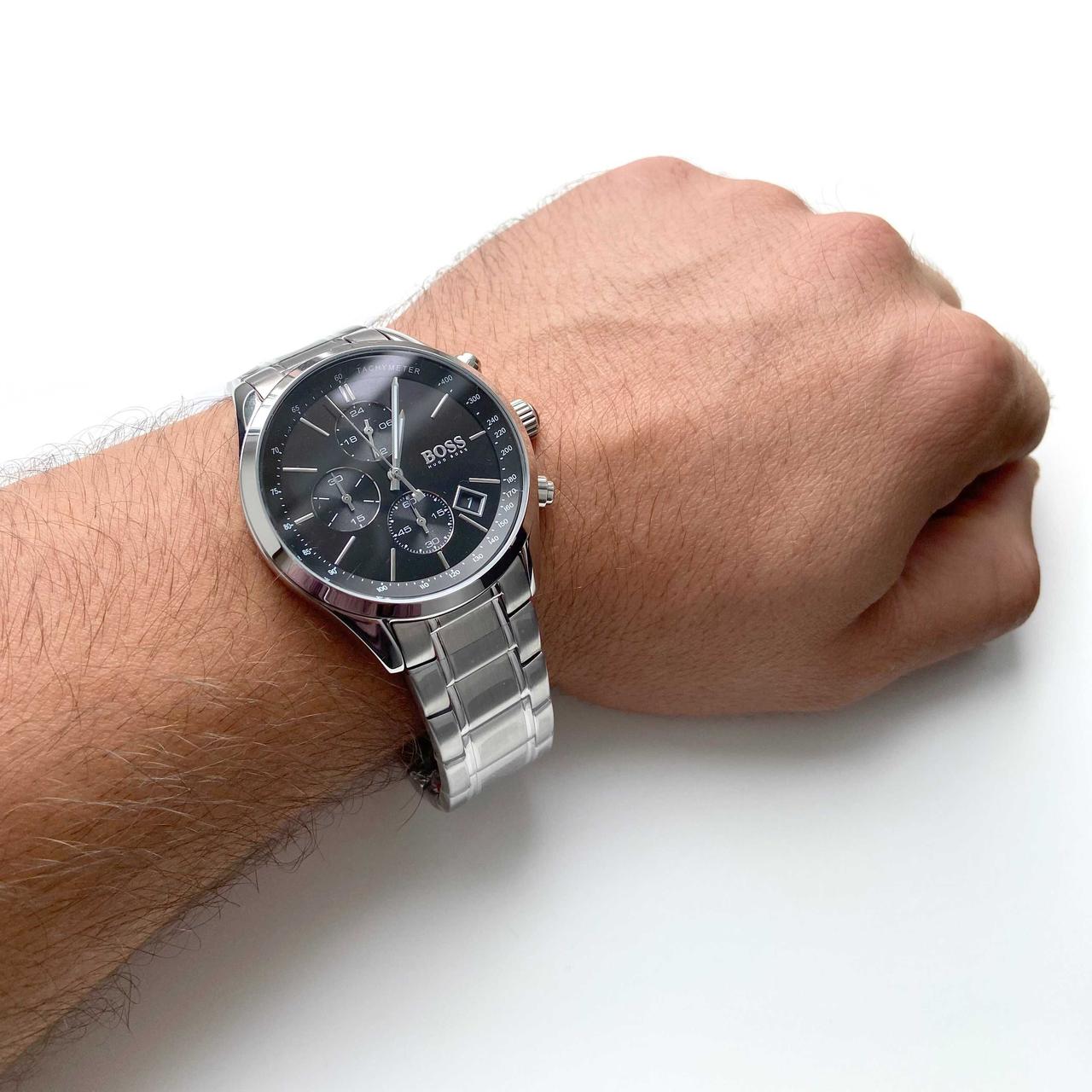 Buy Hugo Boss Mens Chronograph Quartz Grand Prix Stainless Steel Black Dial 44mm Watch - 1513477 in Pakistan