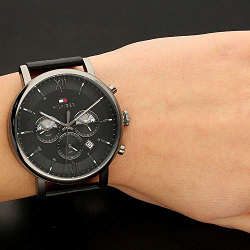 Buy Tommy Hilfiger Mens Quartz Leather Strap Black Dial 44mm Watch - 1710395 in Pakistan