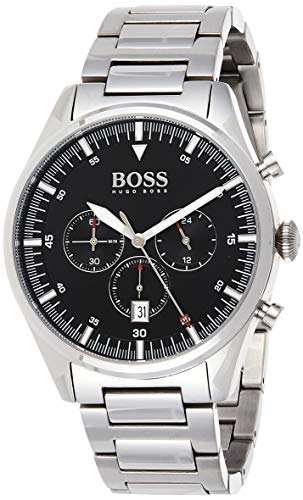 Buy Hugo Boss Mens Chronograph Silver Stainless Steel Black Dial 44mm Watch - 1513712 in Pakistan