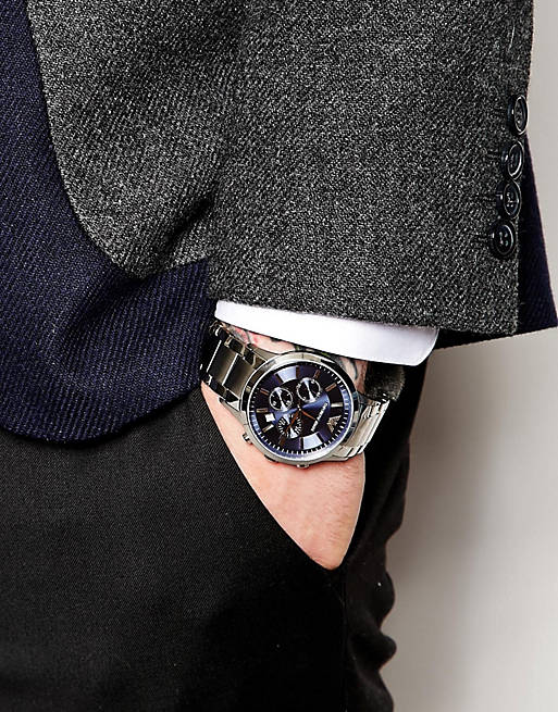 Buy Emporio Armani Men's Chronograph Quartz Stainless Steel Blue Dial 41mm Watch AR2448 in Pakistan