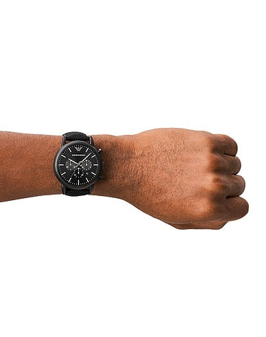 Buy Emporio Armani Men's Quartz Black Leather Strap Black Dial 46mm Watch AR11450 in Pakistan