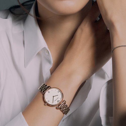 Buy Emporio Armani Womens Rose Gold Stainless Steel White Dial 32mm Watch - Ar11267 in Pakistan