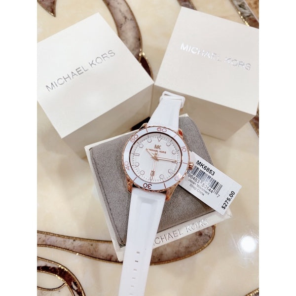 Buy Michael Kors Womens Quartz Runway White Silicone Strap White Dial 40mm Watch - Mk6853 in Pakistan