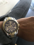 Buy Michael Kors Womens Chronograph Quartz Bradshaw Two Tone Stainless Steel Blue Dial 43mm Watch - Mk5976 in Pakistan