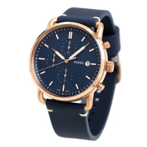 Buy The Commuter Chronograph Blue Dial Navy Leather Watch For Men in Pakistan