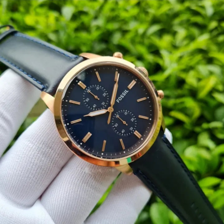 Buy Fossil Men's Chronograph Quartz Blue Leather Strap Blue Dial 44mm Watch FS5436 in Pakistan