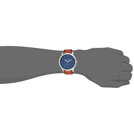 Buy Men's Quartz The Minimalist Brown Leather Strap Blue Dial 44Mm Watch in Pakistan