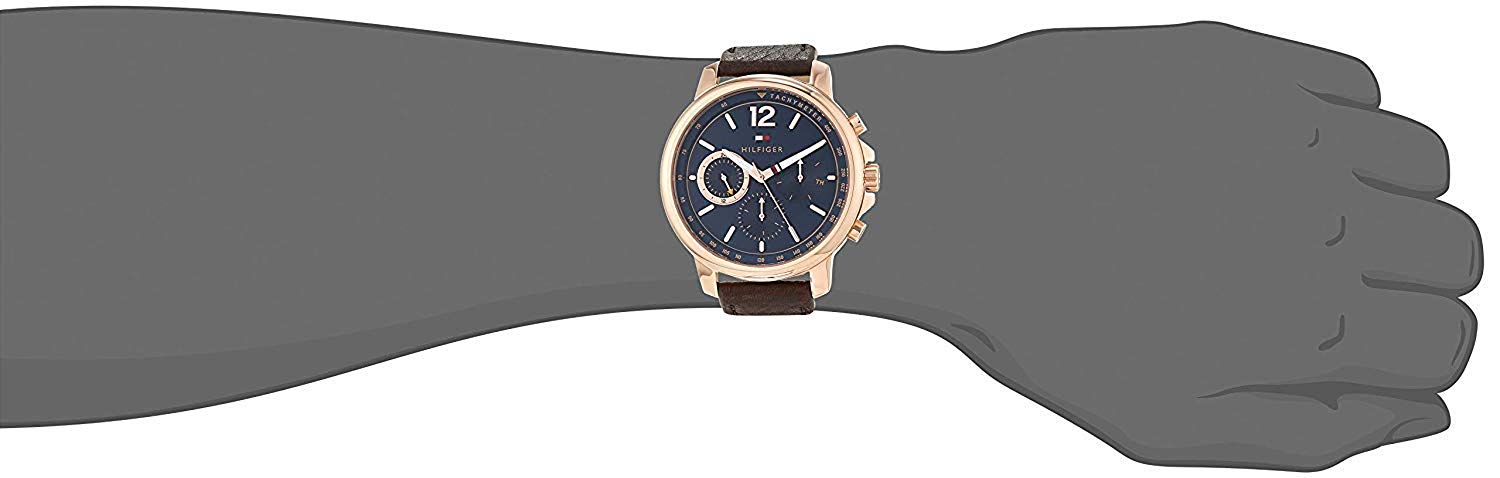Buy Tommy Hilfiger Quartz Brown Leather Strap Blue Dial 46mm Watch for Men - 1791532 in Pakistan