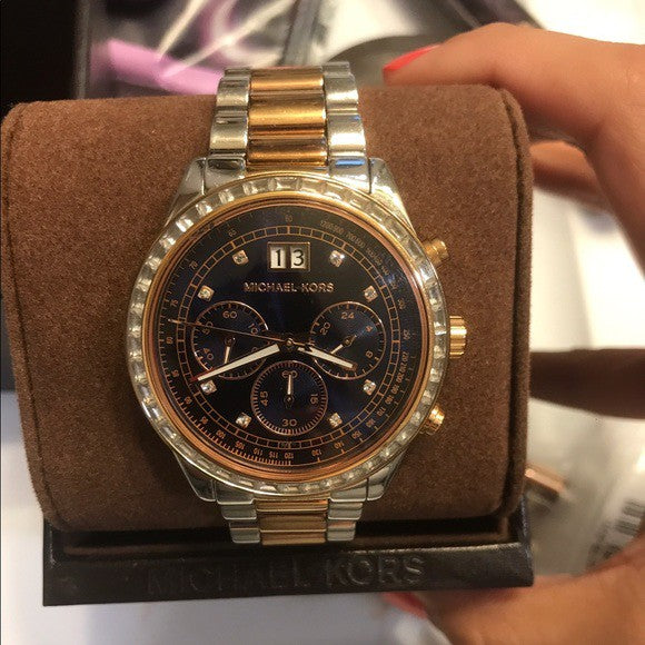 Buy Michael Kors Womens Quartz Two-tone Stainless Steel Navy Blue Dial 40mm Watch - Mk6205 in Pakistan