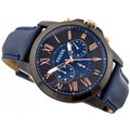 Buy Men's Chronograph Quartz Leather Strap Black And Blue Dial 43Mm Watch in Pakistan