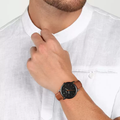 Buy Men's Quartz Brown Leather Strap Black Dial 44Mm Watch in Pakistan