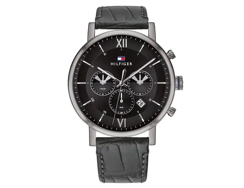 Buy Tommy Hilfiger Mens Quartz Leather Strap Black Dial 44mm Watch - 1710395 in Pakistan