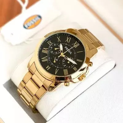 Buy Men's Chronograph Quartz Grant Gold Stainless Steel Strap Black Dial 44Mm Watch in Pakistan