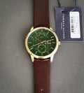 Buy Tommy Hilfiger Mens Quartz Brown Leather Strap Green Dial 41mm Watch - 1791607 in Pakistan