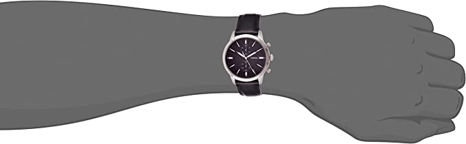 Buy Men's Quartz Minimalist Black Leather Strap Black Dial 44Mm Watch in Pakistan