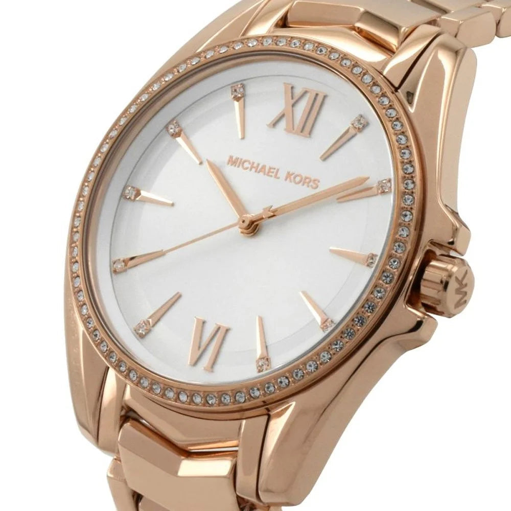 Buy Michael Kors Womens Quartz Whitney Rose Gold Stainless Steel White Dial 38mm Watch - Mk6694 in Pakistan