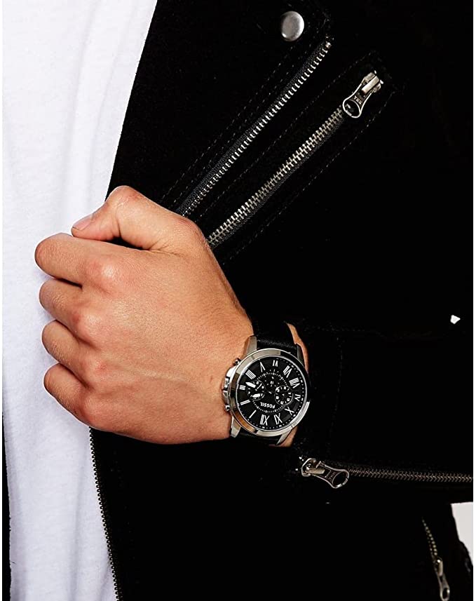 Buy Fossil Men's Chronograph Quartz Leather Strap Black Dial 44mm Watch FS4812 in Pakistan