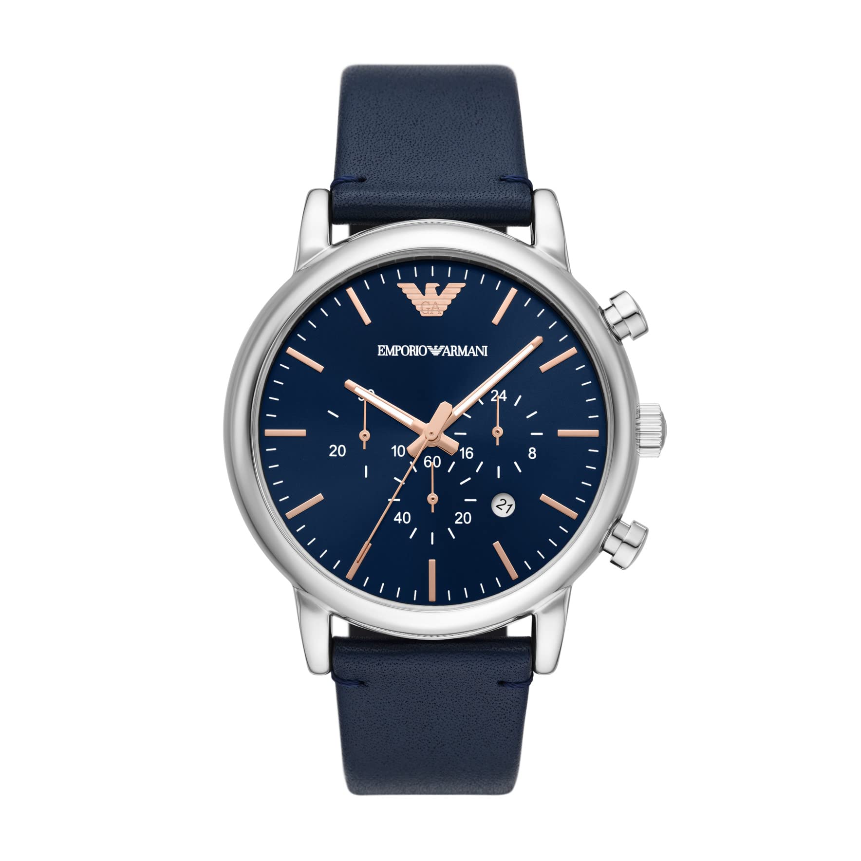 Buy Emporio Armani Men's Chronograph Leather Strap Blue Dial 46mm Watch - AR11451 in Pakistan