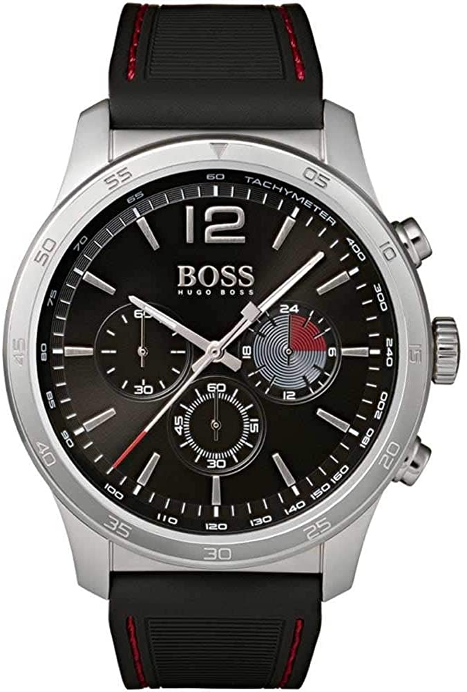 Buy Hugo Boss Chronograph Quartz Silicone Strap Black Dial 44mm Watch for Men - 1513525 in Pakistan