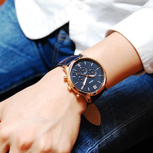Buy Men's Chronograph Quartz Leather Strap Blue Dial 44Mm Watch in Pakistan