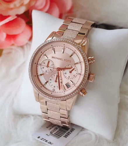 Buy Michael Kors Womens Quartz Ritz Stainless Steel Rose Gold Dial 37mm Watch - Mk6598 in Pakistan