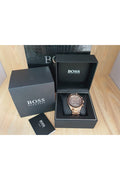 Buy Hugo Boss Mens Chronograph Quartz Trophy Rose Gold Stainless Steel Grey Dial 44mm Watch - 1513632 in Pakistan