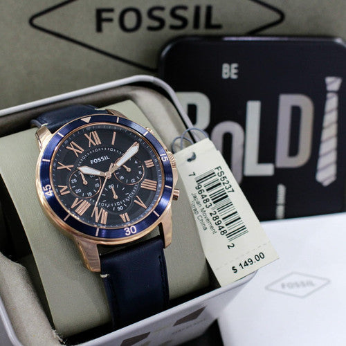 Buy Fossil Men's Chronograph Quartz Blue Leather Strap Blue Dial 43mm Watch FS5237 in Pakistan