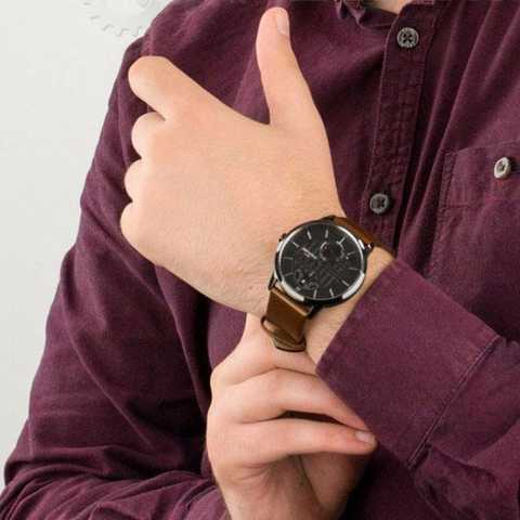 Buy Tommy Hilfiger Mens Quartz Leather Strap Black Dial 44mm Watch - 1791604 in Pakistan