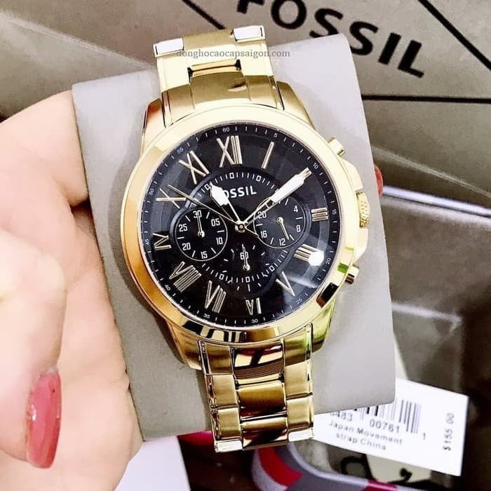 Buy Men's Chronograph Quartz Grant Gold Stainless Steel Strap Black Dial 44Mm Watch in Pakistan