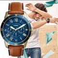 Buy Fossil Men's Quartz Brown Leather Strap Blue Dial 44mm Watch FS5268 in Pakistan