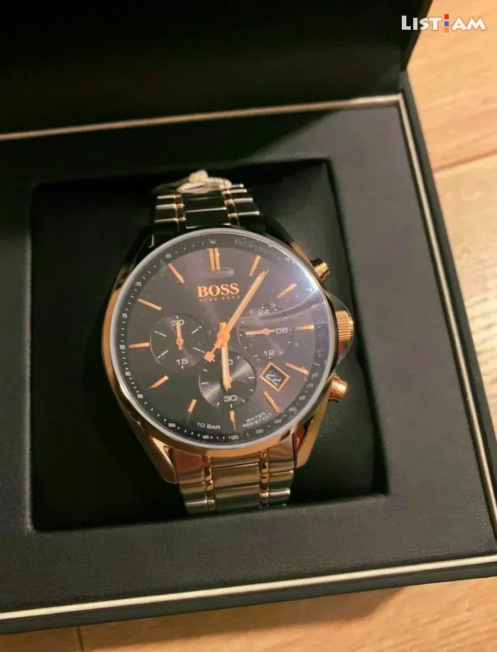Buy Hugo Boss Mens Chronograph Champion Silver Stainless Steel Black Dial 44mm Watch - 1513819 in Pakistan