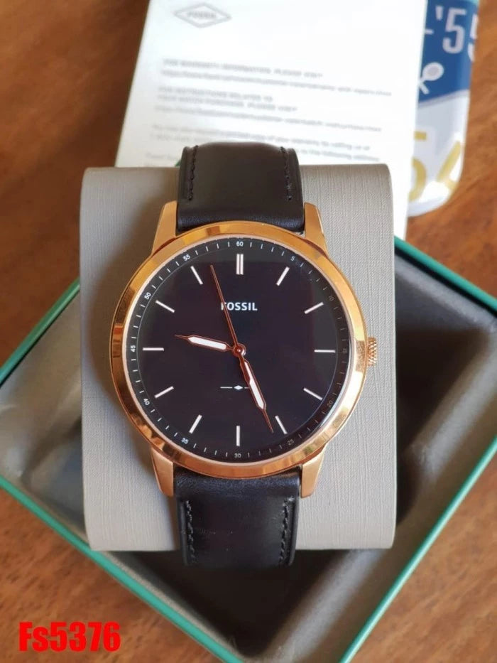 Buy Men's Quartz Minimalist Black Leather Strap Black Dial 44Mm Watch in Pakistan