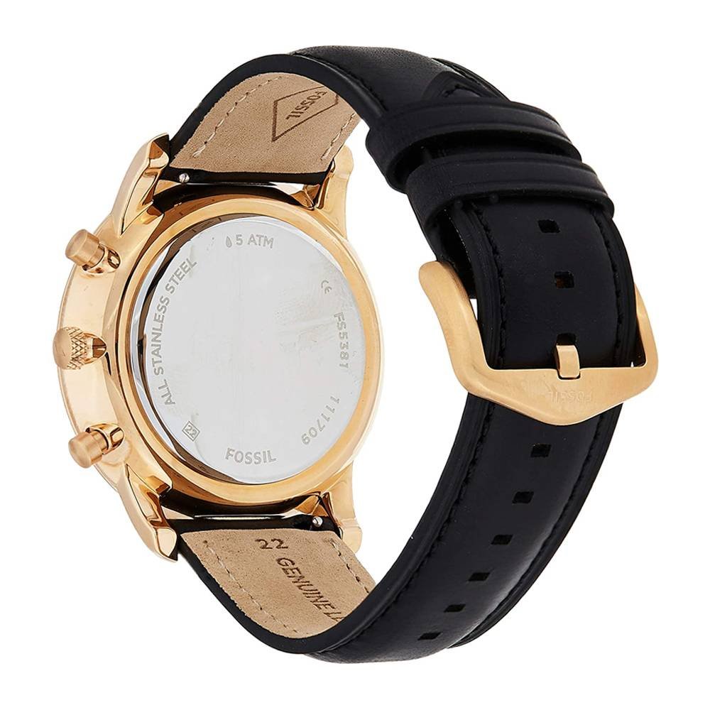 Buy Fossil Men's Chronograph Quartz Black Leather Strap Black Dial 44mm Watch FS5381 in Pakistan