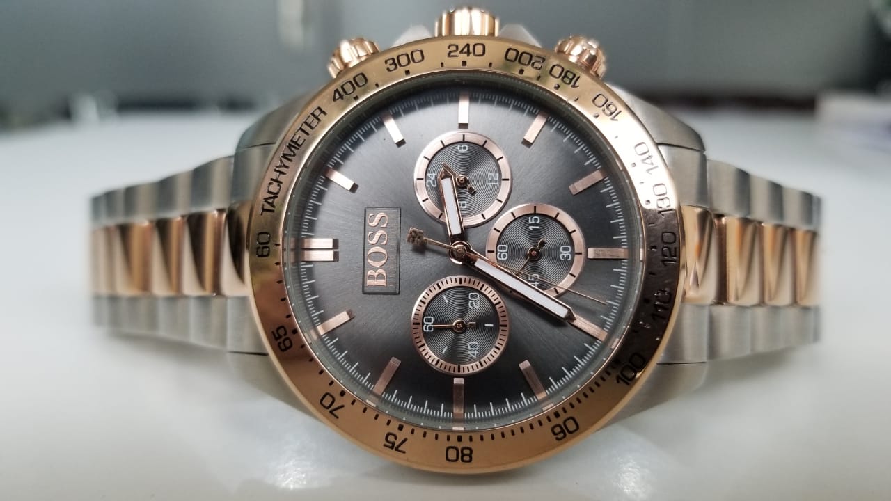 Buy Hugo Boss Mens Ikon Two-tone Rose Gold Silver Strap Grey Dial Watch - 1513339 in Pakistan