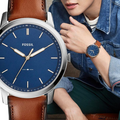 Buy Men's Quartz The Minimalist Brown Leather Strap Blue Dial 44Mm Watch in Pakistan