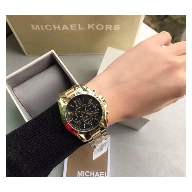Buy Michael Kors Womens Chronograph Quartz Bradshaw Gold Stainless Steel Black Dial 43mm Watch - Mk5739 in Pakistan