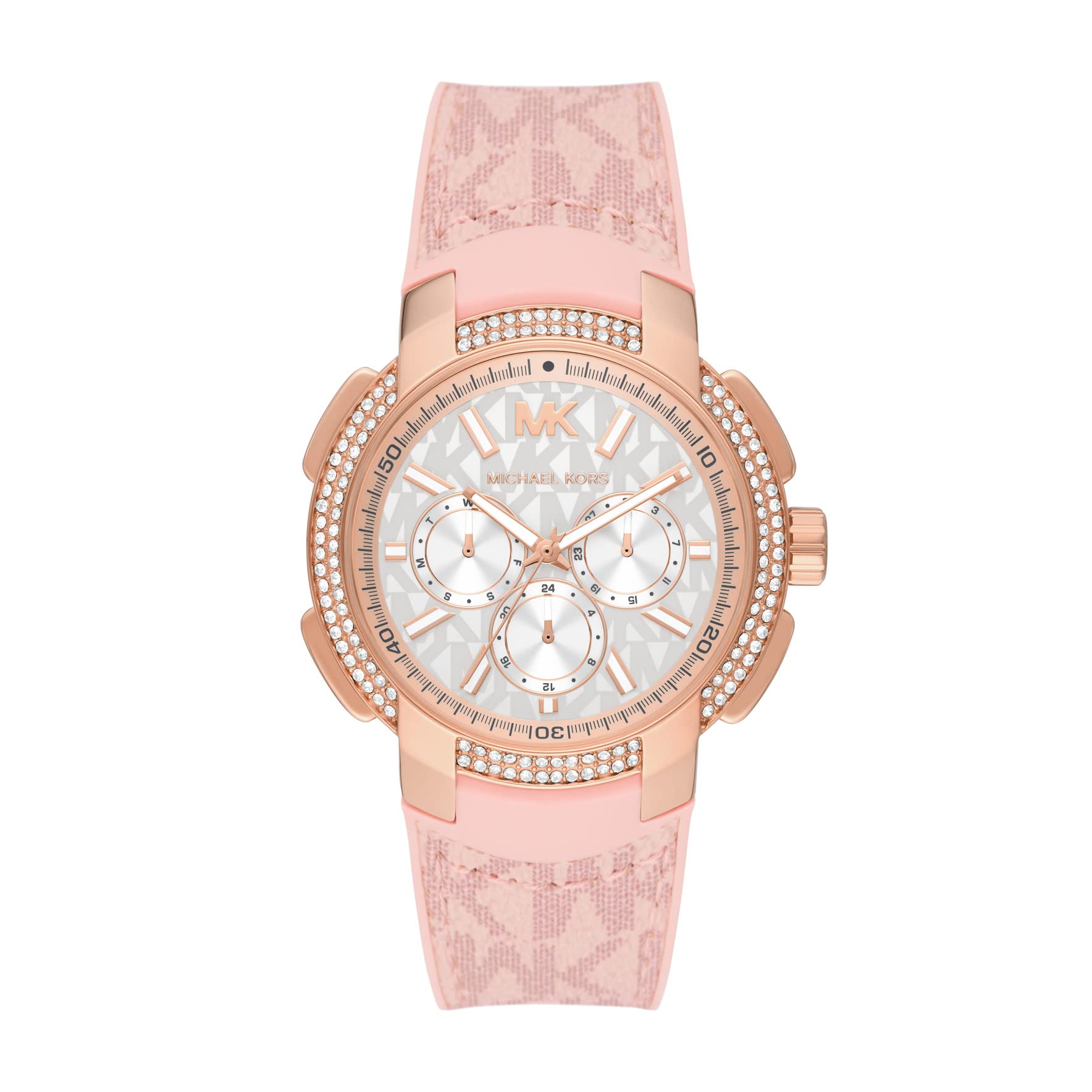 Buy Michael Kors Womens Quartz Sidney Pink Silicone Strap White Dial 42mm Watch - Mk7222 in Pakistan