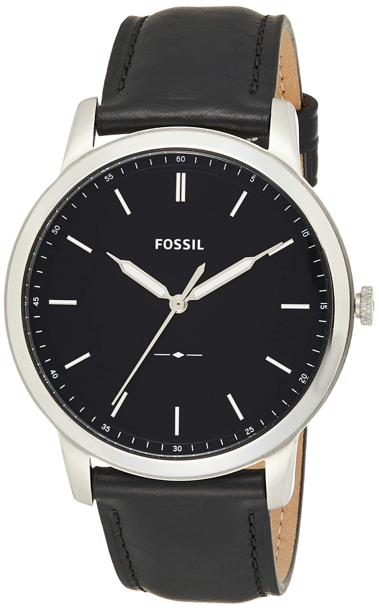 Buy Men's Quartz Minimalist Black Leather Strap Black Dial 44Mm Watch in Pakistan