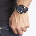 Buy Men's Chronograph Quartz Leather Strap Black And Blue Dial 43Mm Watch in Pakistan