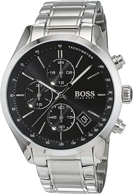 Buy Hugo Boss Mens Chronograph Quartz Grand Prix Stainless Steel Black Dial 44mm Watch - 1513477 in Pakistan