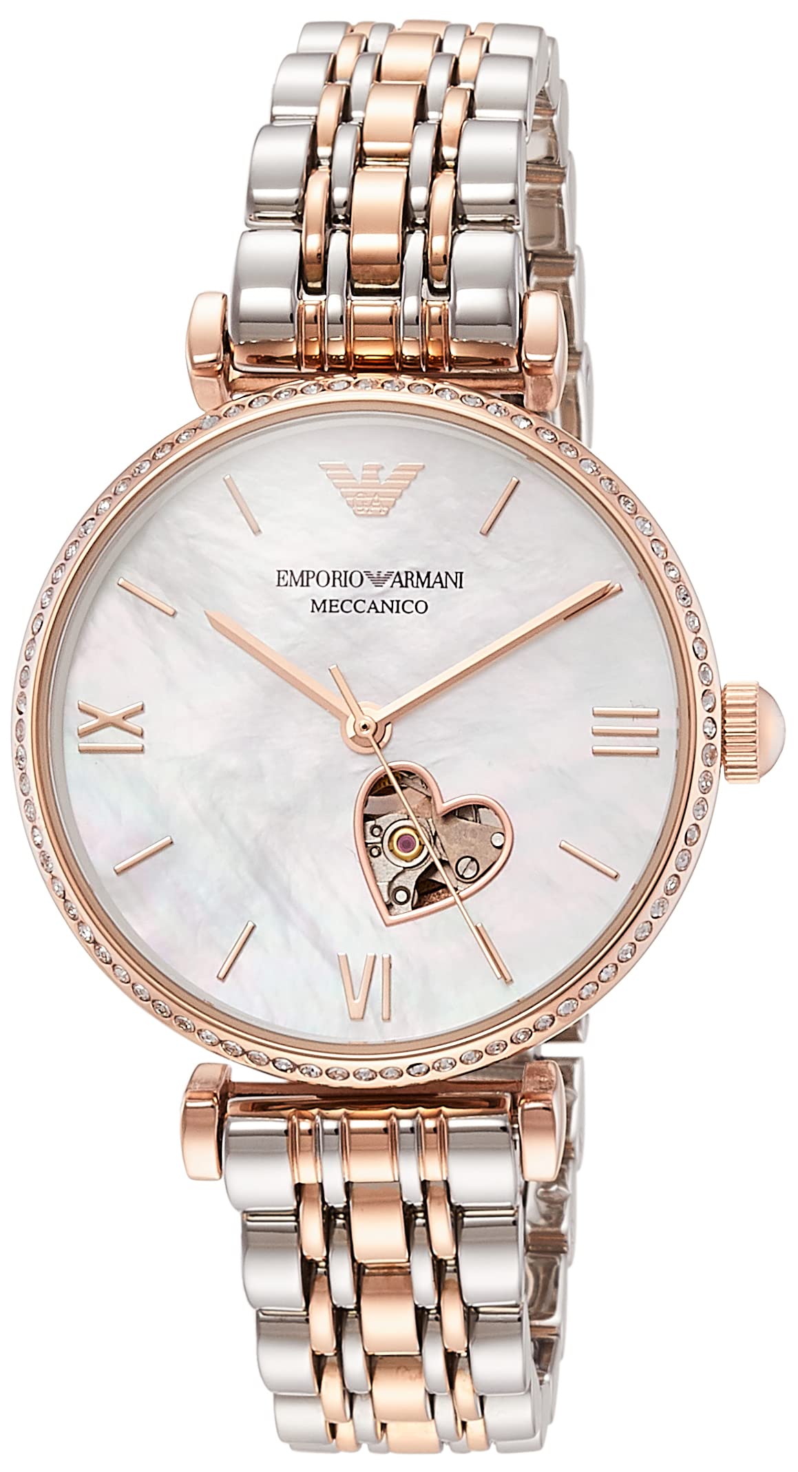 Buy Emporio Armani Women's Automatic Two-tone Stainless Steel Mother of pearl Dial 34mm Watch AR60049 in Pakistan