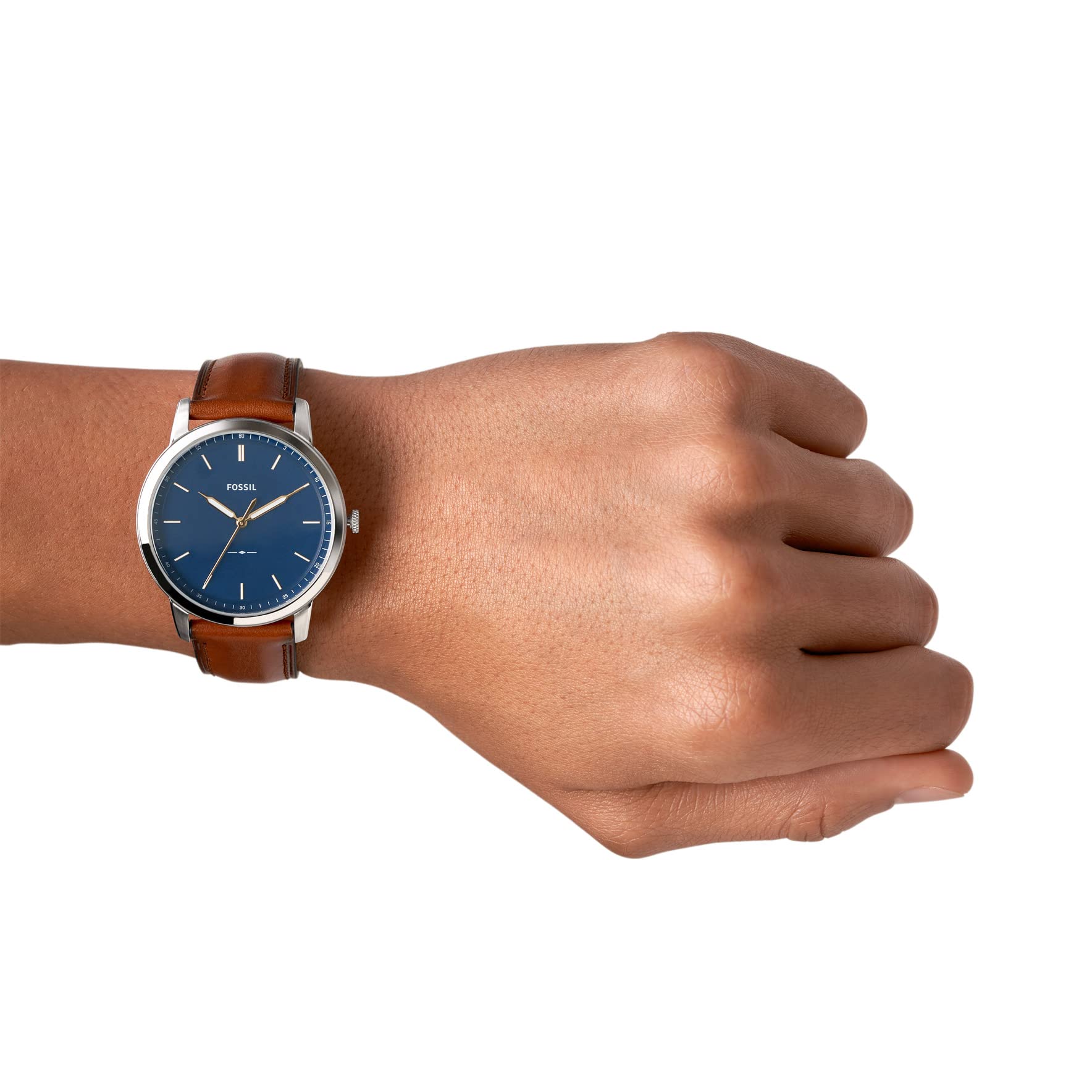 Buy Men's Quartz The Minimalist Brown Leather Strap Blue Dial 44Mm Watch in Pakistan