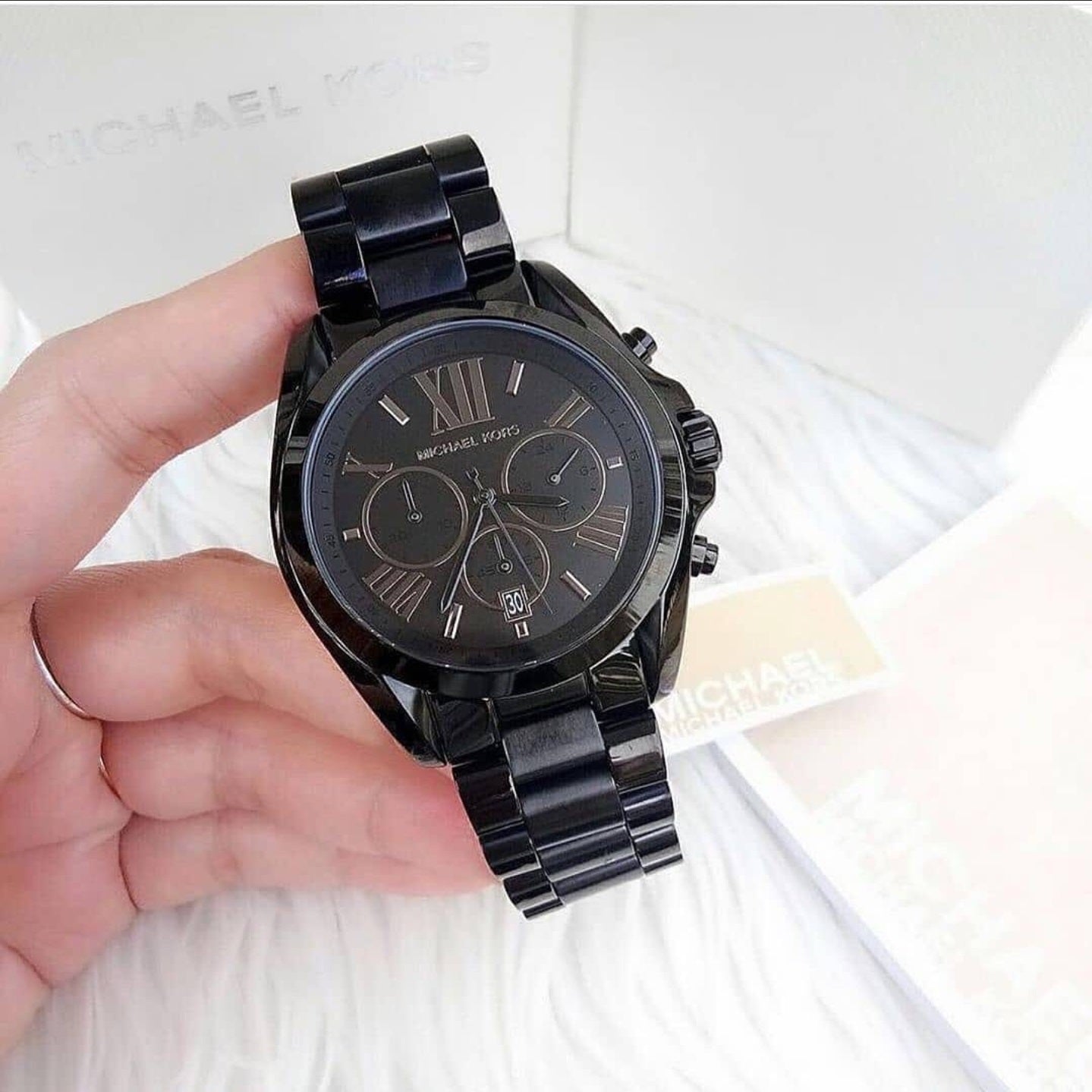 Buy Michael Kors Unisex Chronograph Quartz Bradshaw Black Stainless Steel Black Dial 42mm Watch - Mk5550 in Pakistan