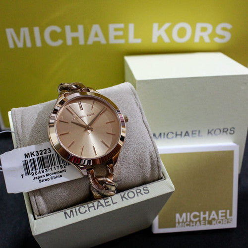 Buy Michael Kors Women's Slim Runway Rose Gold-Tone Stainless Steel Bracelet Watch - MK3223 in Pakistan