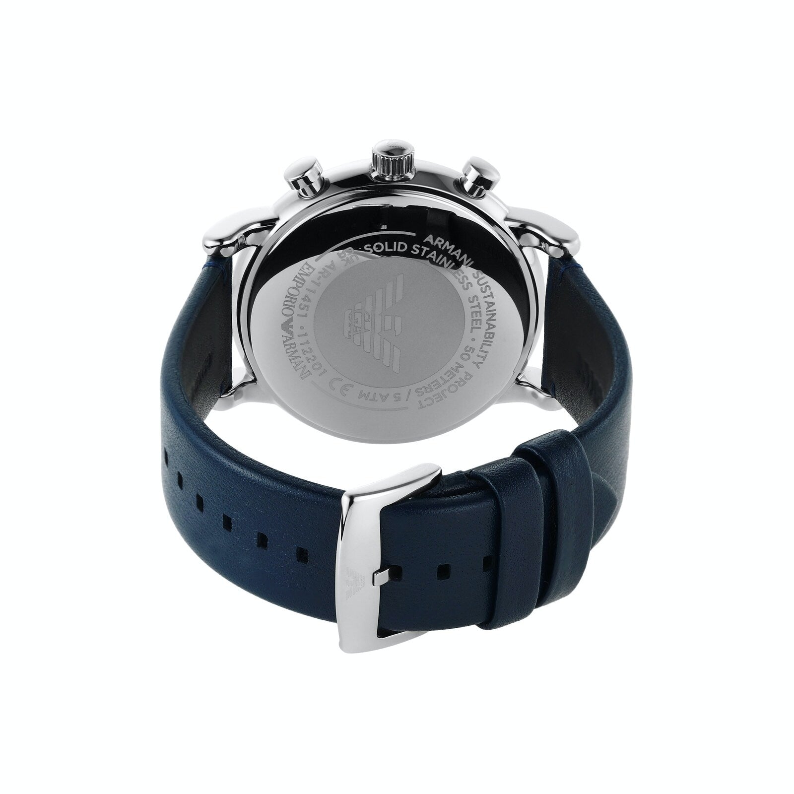 Buy Emporio Armani Men's Chronograph Leather Strap Blue Dial 46mm Watch - AR11451 in Pakistan