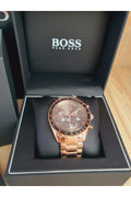 Buy Hugo Boss Mens Chronograph Quartz Trophy Rose Gold Stainless Steel Grey Dial 44mm Watch - 1513632 in Pakistan